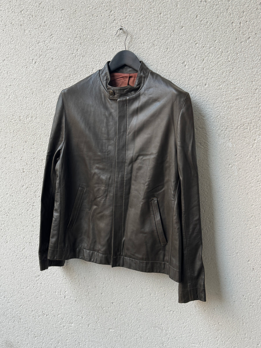 (S) 1990s John Rocha Leather Moto Collar Blouson