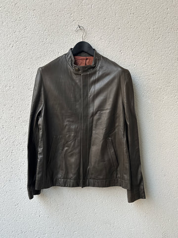 (S) 1990s John Rocha Leather Moto Collar Blouson