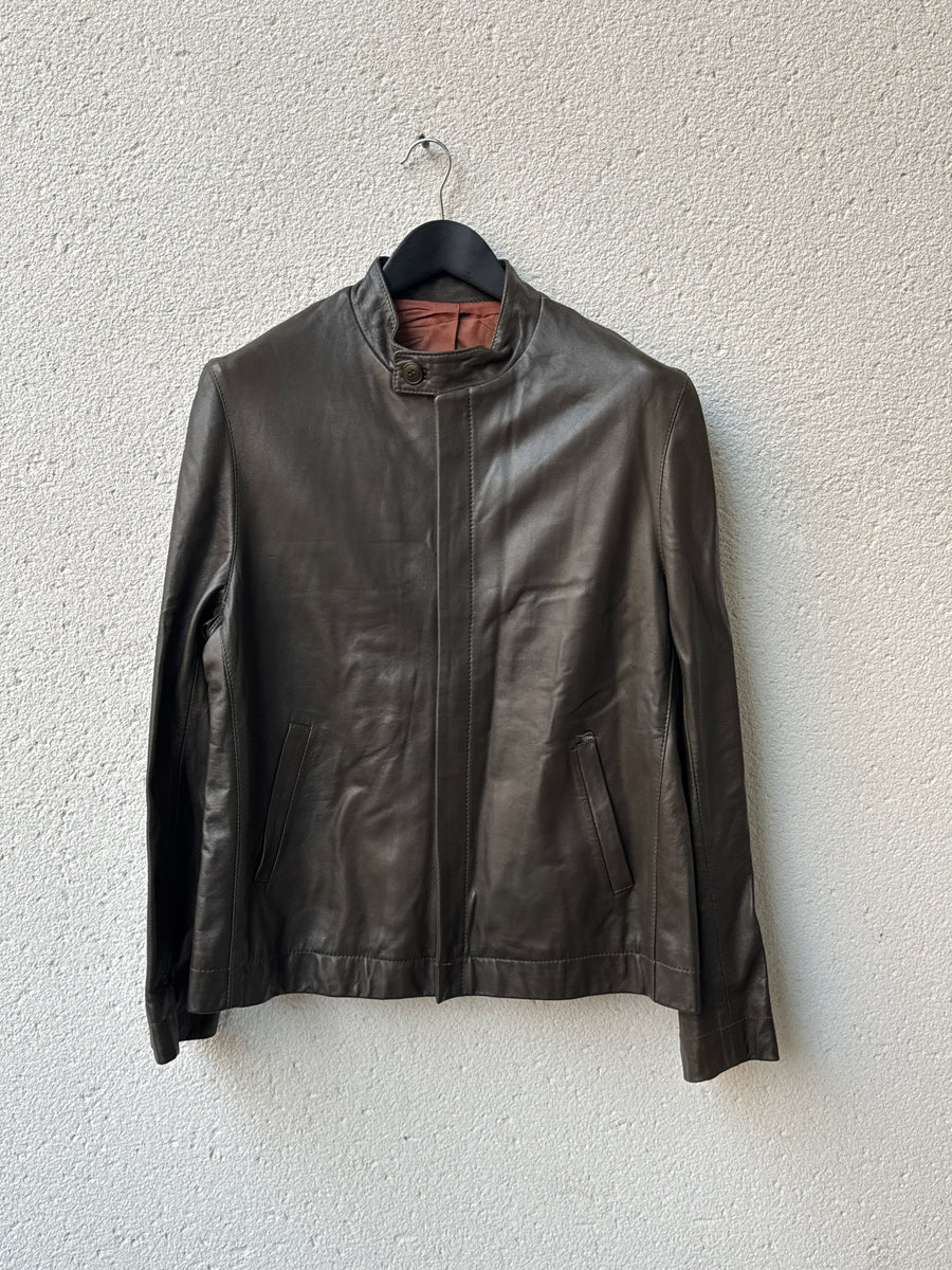 (S) 1990s John Rocha Leather Moto Collar Blouson