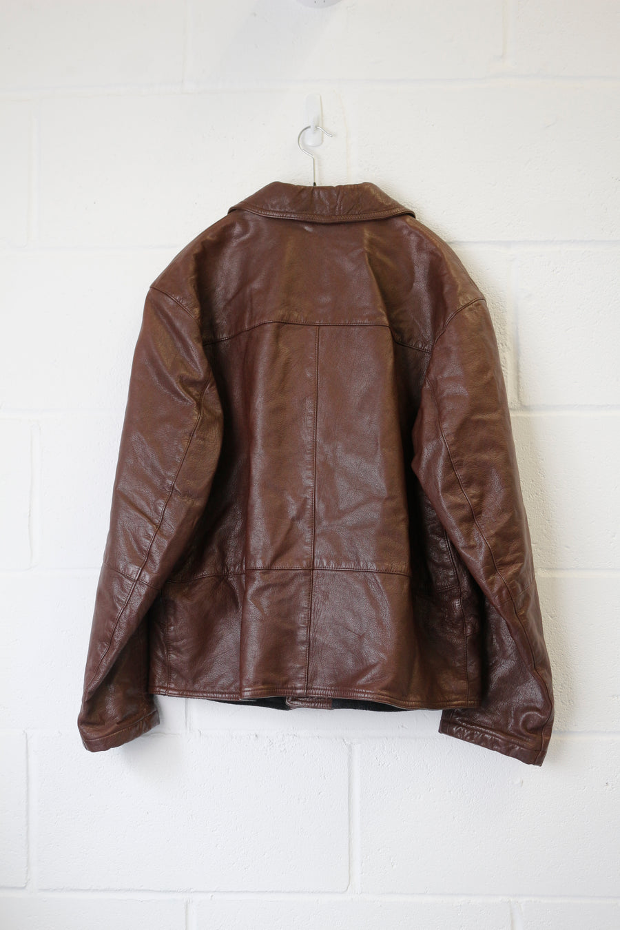 (L) Emporio Armani AW1995 Panelled Goat Leather Blouson with Slit Pockets and Fleece Lining