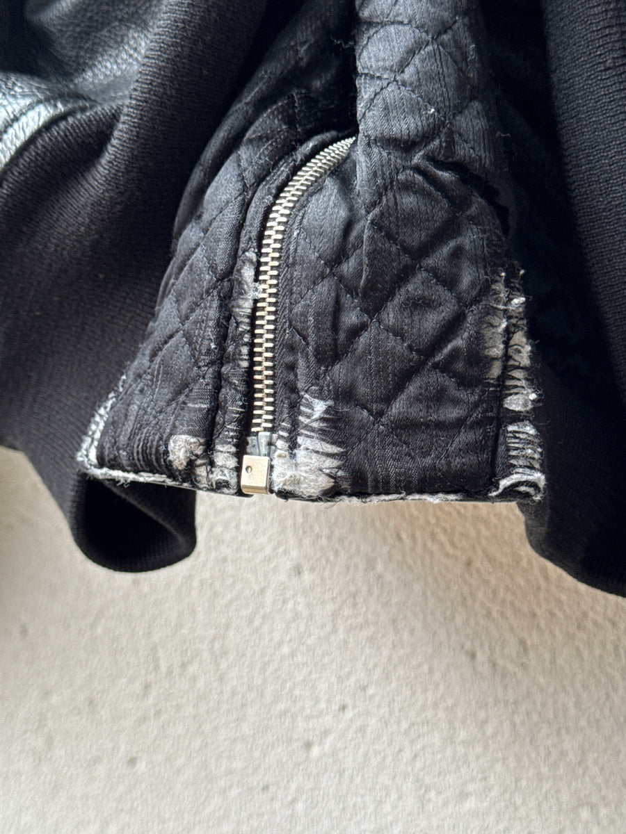 (L) 1980s Katharine Hamnett Black Leather Bomber Jacket