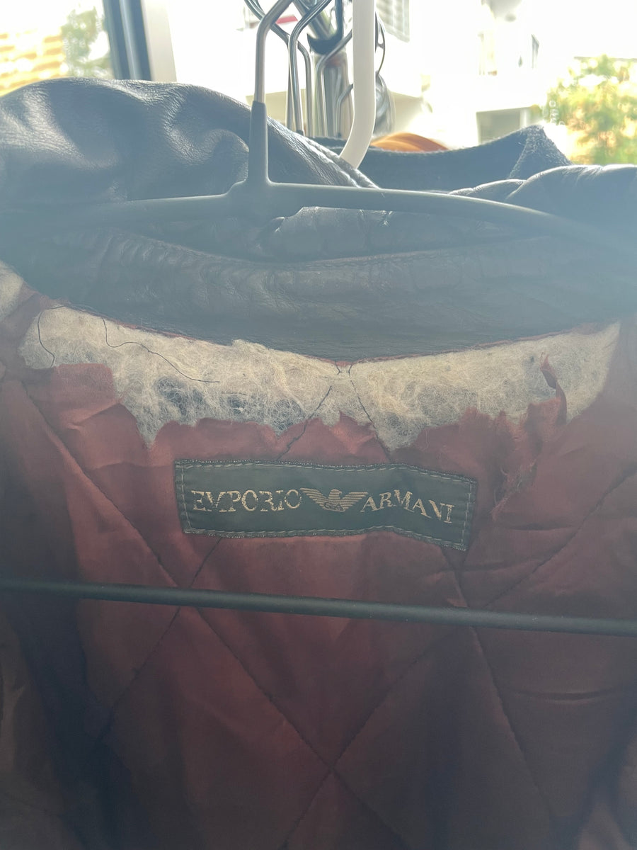 (M) 1980s Emporio Armani Leather Biker Jacket