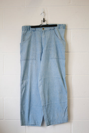 (34) Emporio Armani 1980s Linen Blend Panelled Wide Leg Trousers