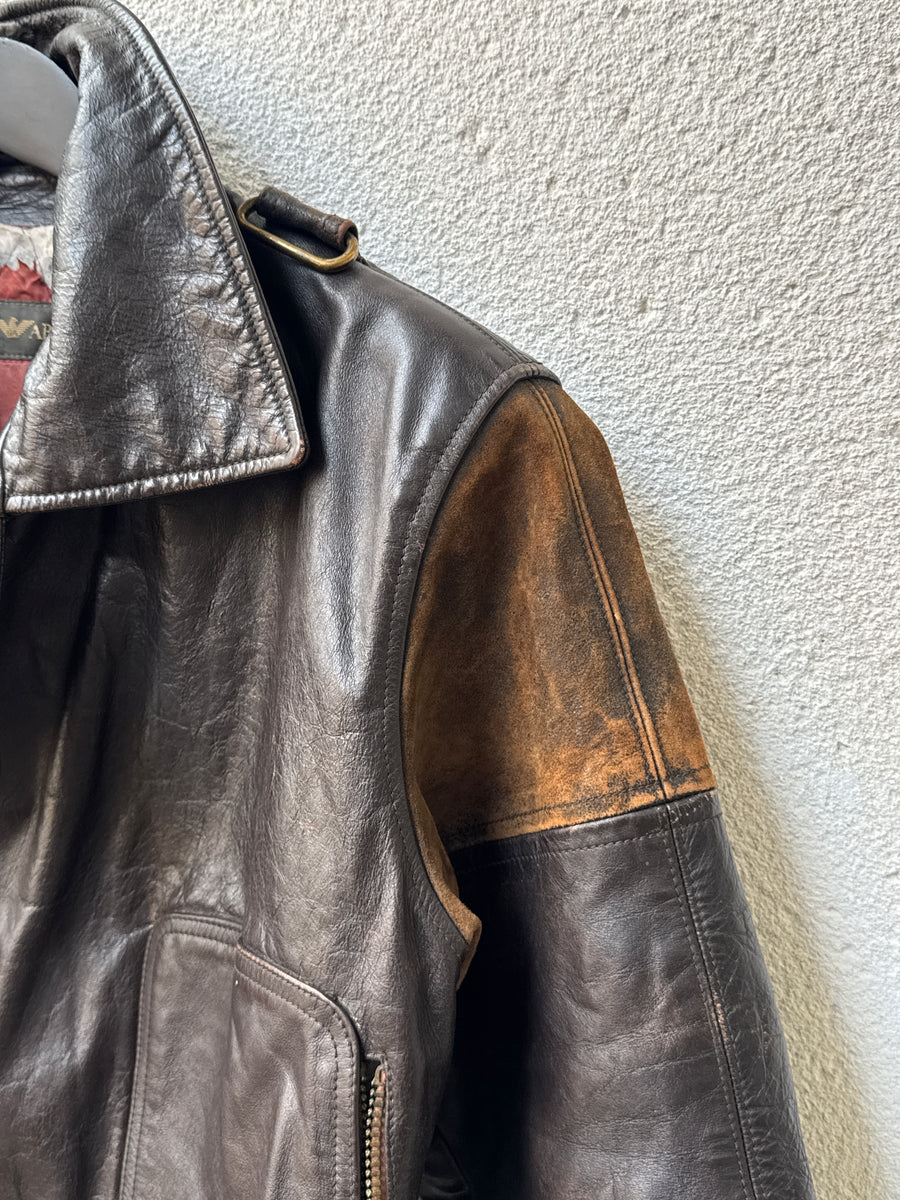 (M) 1980s Emporio Armani Leather Biker Jacket