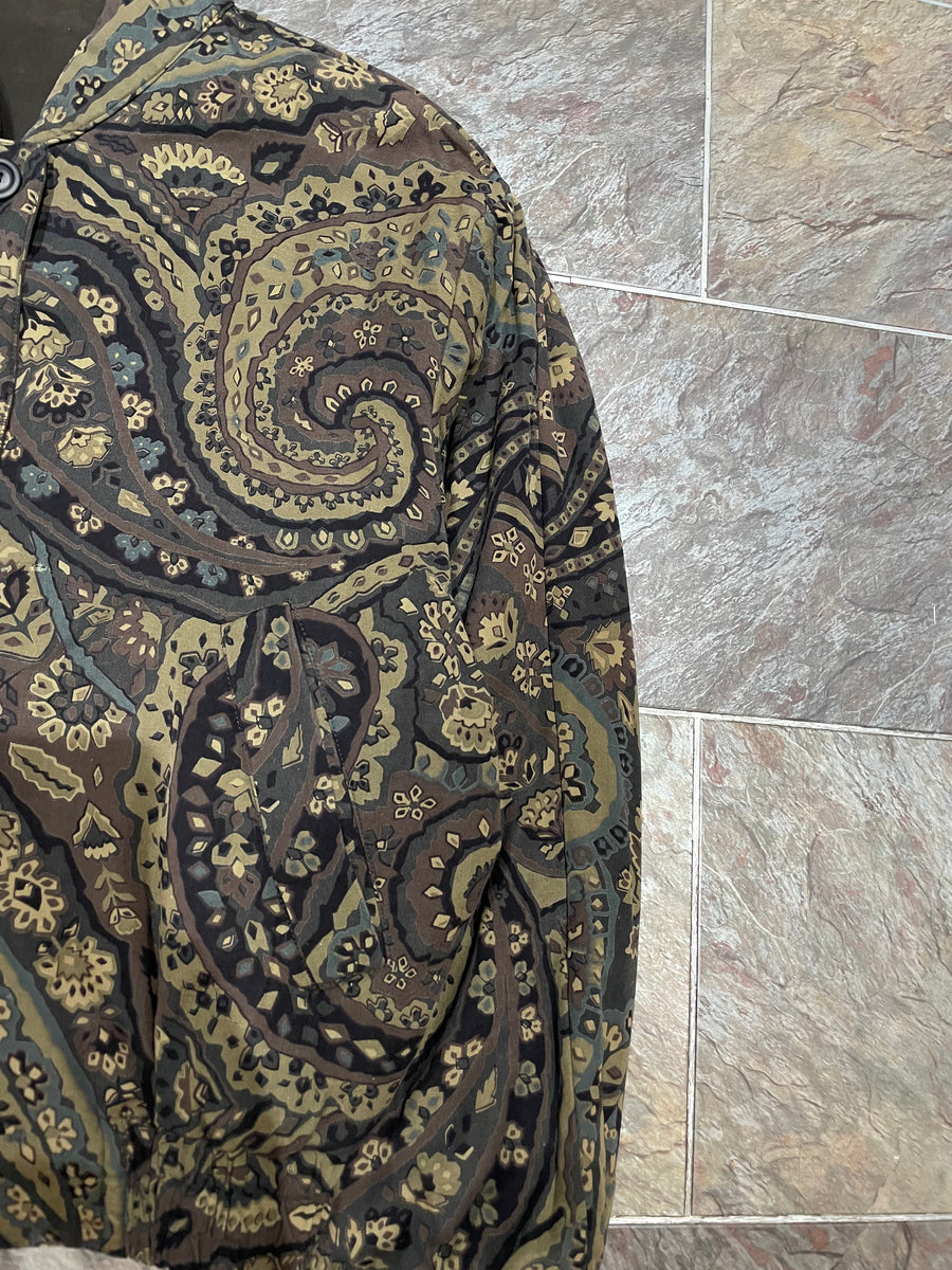 (M-L) AW1986 Issey Miyake Reversible Paisley Cropped Padded Bomber