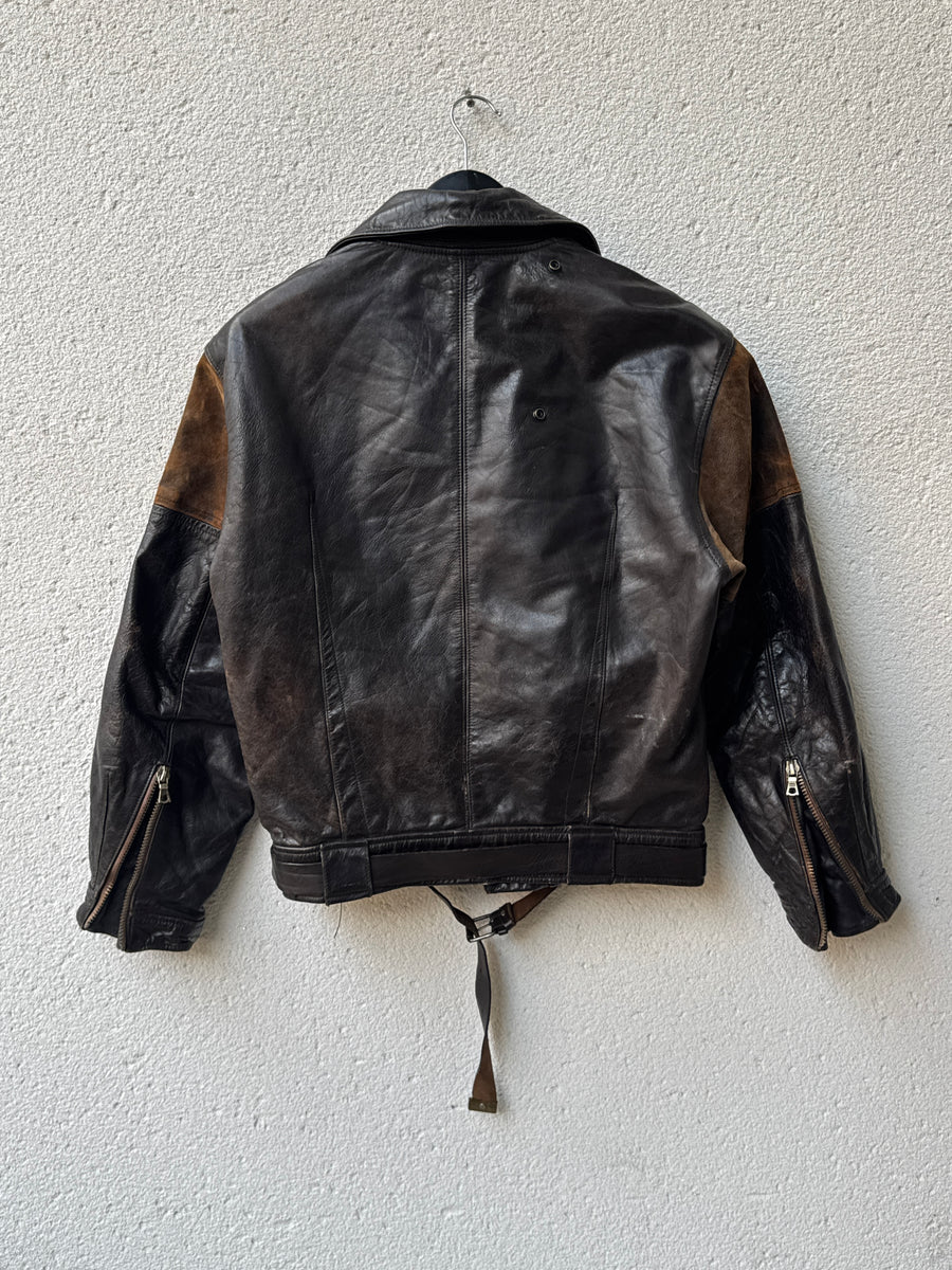 (M) 1980s Emporio Armani Leather Biker Jacket