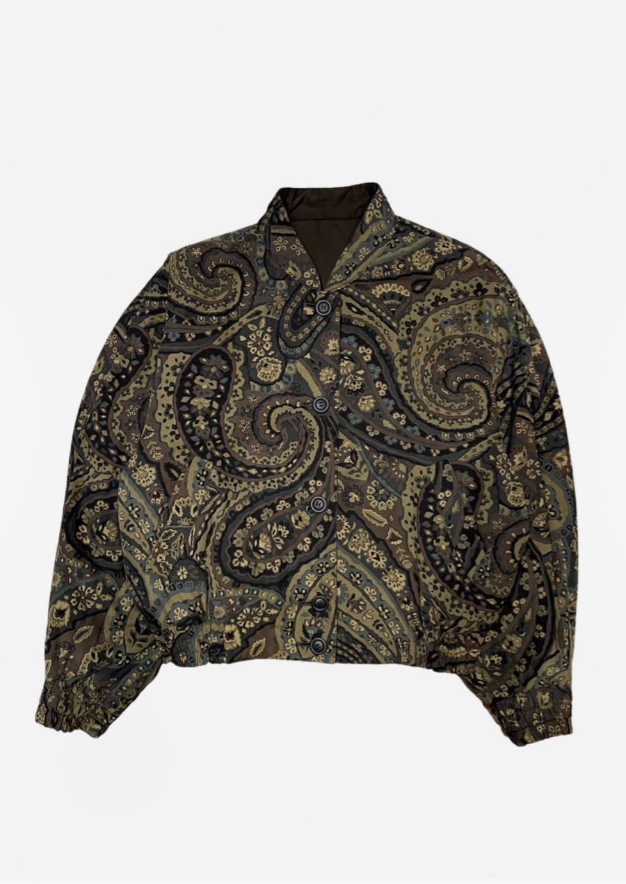 (M-L) AW1986 Issey Miyake Reversible Paisley Cropped Padded Bomber