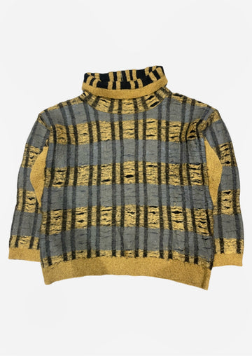 (L) AW1984 Issey Miyake Waxed Boxy Distressed Knit Sweater