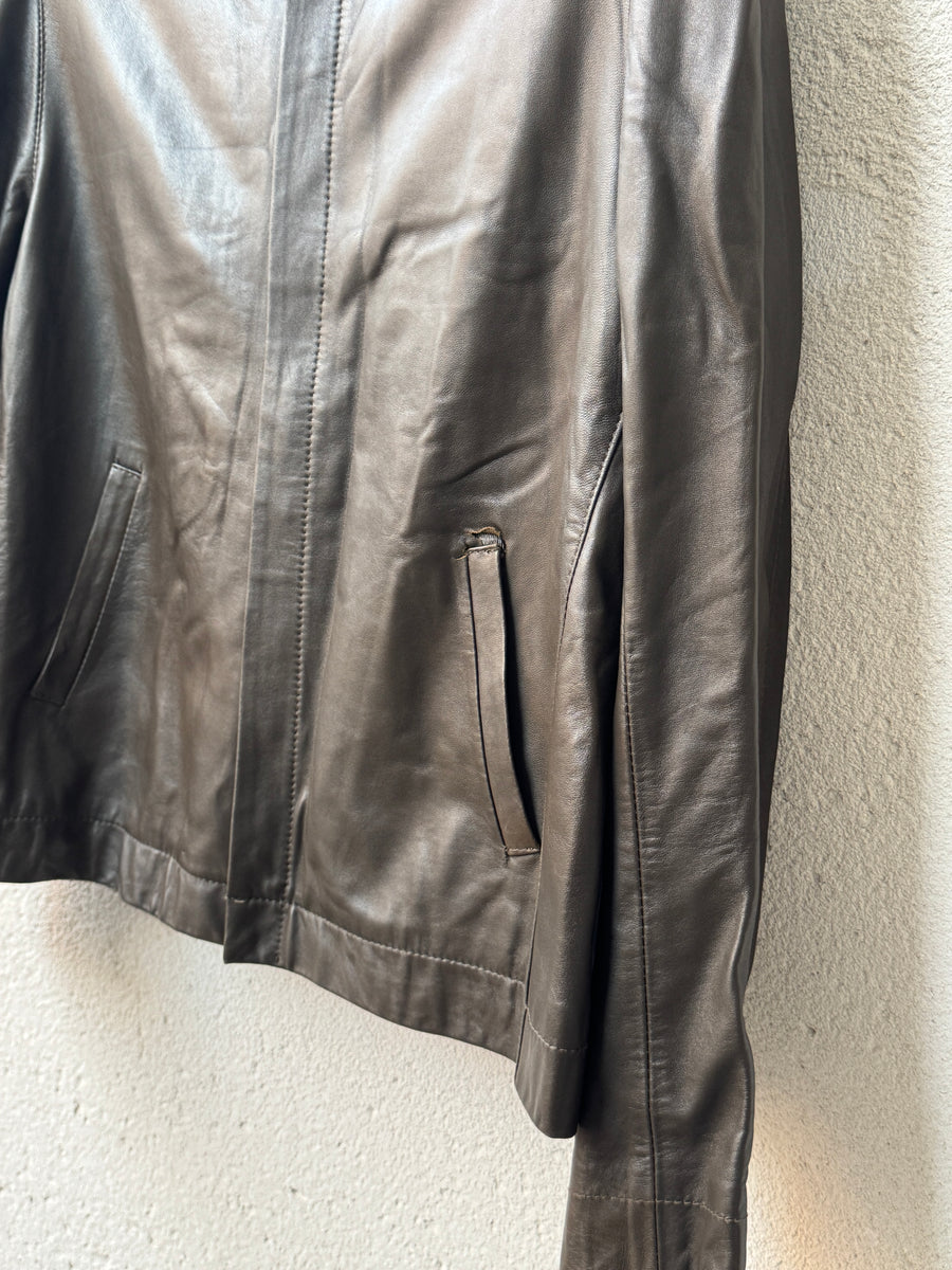 (S) 1990s John Rocha Leather Moto Collar Blouson