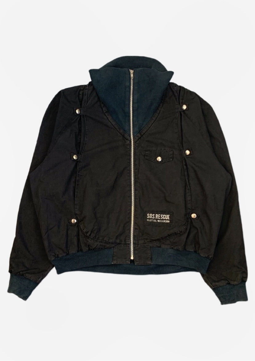 (L) Marithé + François Girbaud 1980s Panelled Modular Bomber with Integrated Neck Gator