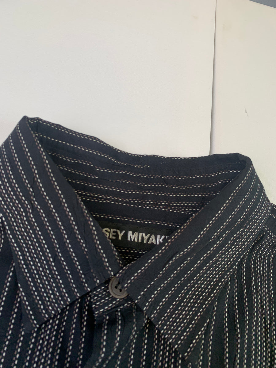 (L) Issey Miyake AW2007 Textured Stripe Over-Shirt