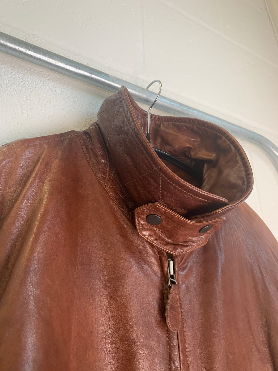(L) Issey Miyake AW2004 Sample Leather Cropped Balloon Bomber Jacket