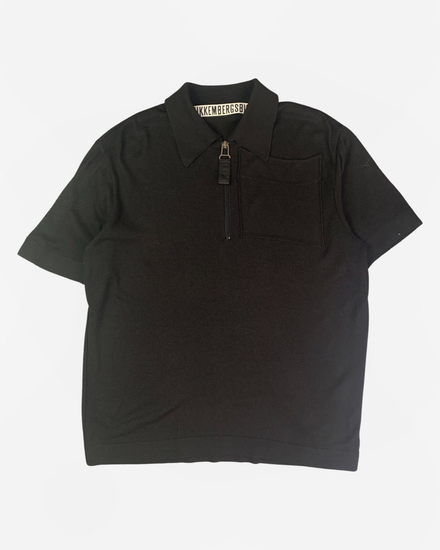 (L) Dirk Bikkembergs 1990s Cotton Knit Polo with Oversized Chest Pocket