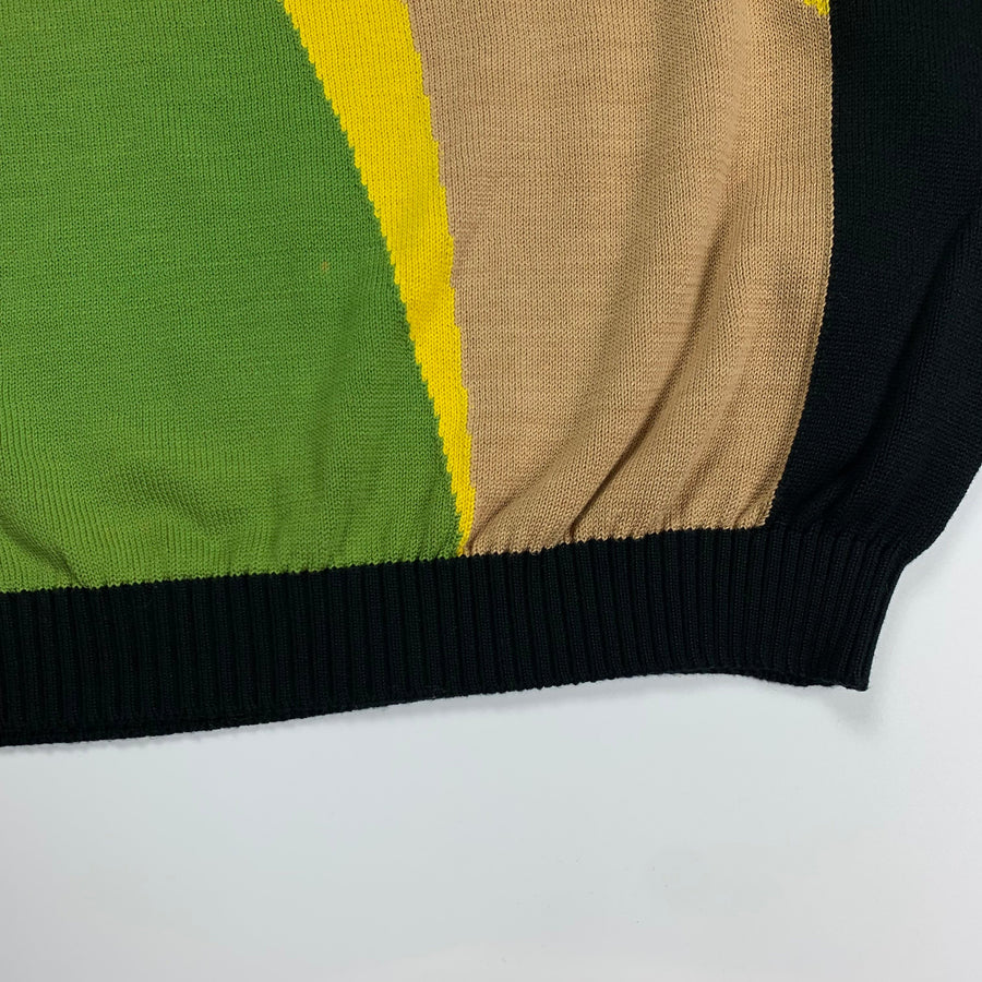 (L-XL) Issey Miyake AW1993 Colour Block Intarsia Knit Sweater