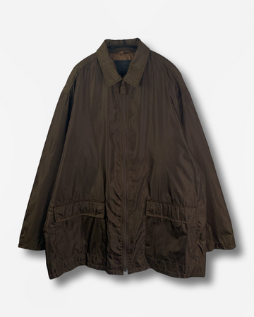 (L-XL) Prada Mainline AW2000 Stiff Nylon Overcoat with Block Pockets