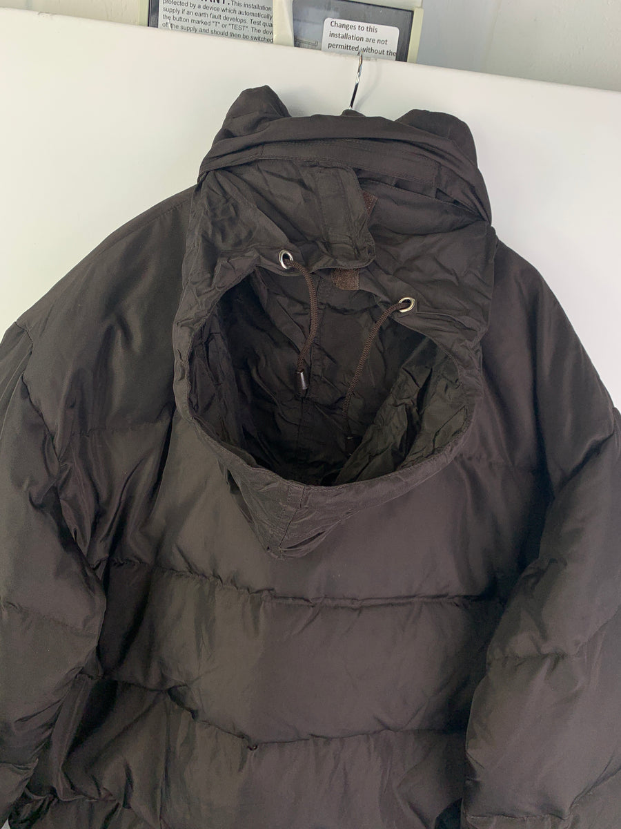 (L-XL) Armani 1990s Cropped Ballistic Nylon Down Jacket with Packable Hood, Adjustable Waist and Gaitor